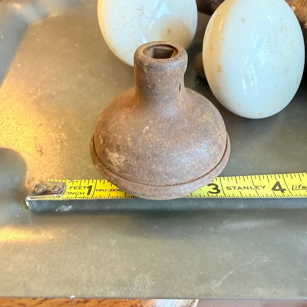Set of 3 Antique Porcelain and Brass Door Knobs